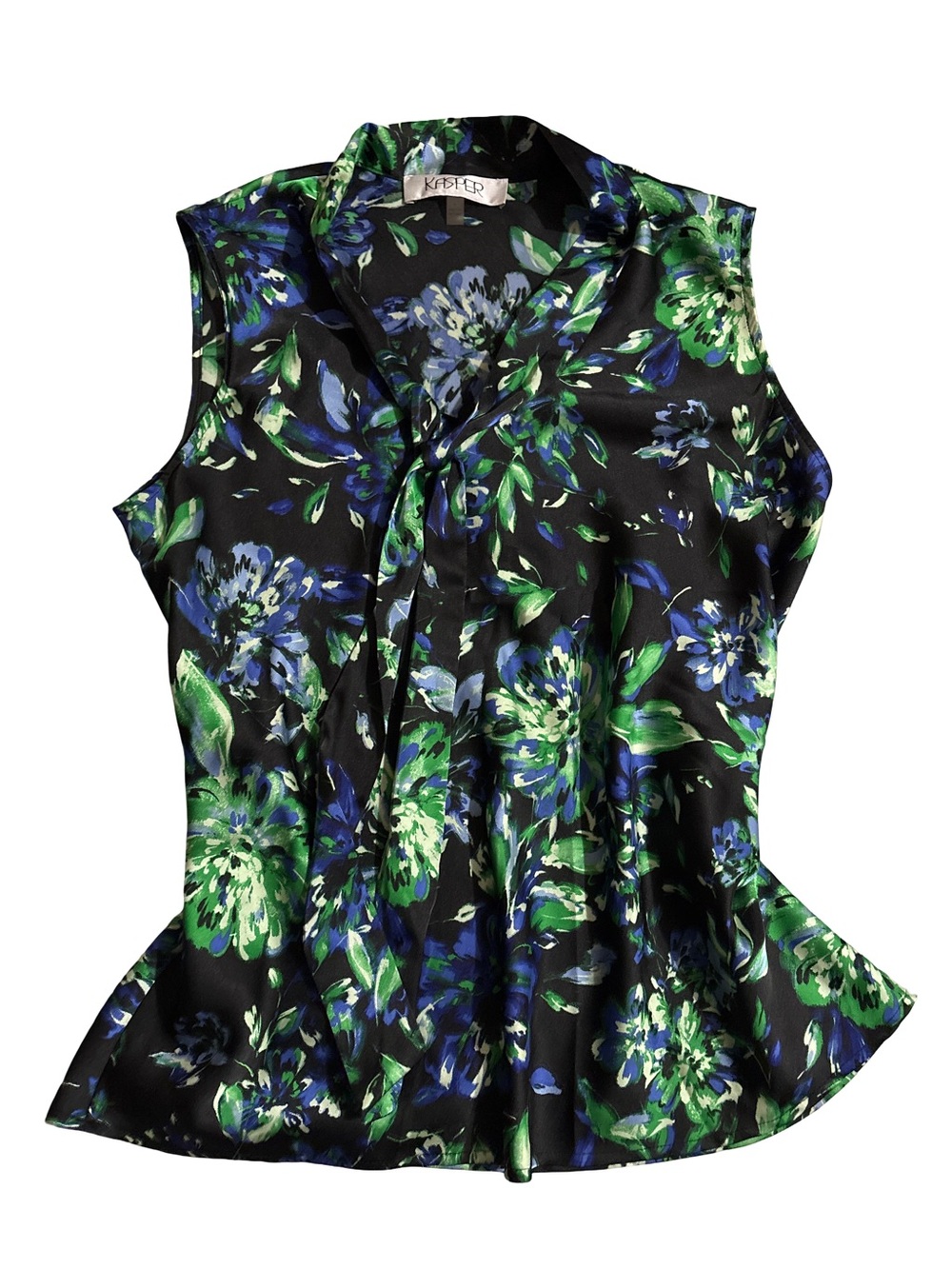 Kasper Black Floral Tie-Neck Sleeveless Camisole